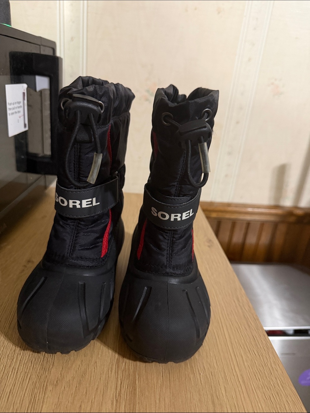 Sorel Flurry Toddler Winter Snow Boots Black Red Size 9
